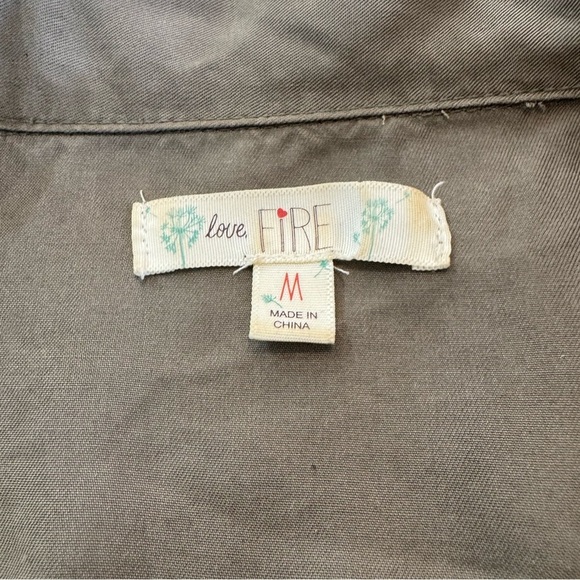 Love Fire Women’s Shirt Dress Size M Olive Green - Picture 3 of 7